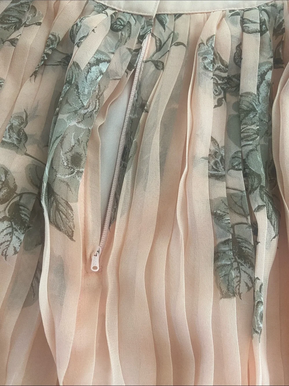 Vintage Silk Pleated Pink Floral Tiered Midi Skirt Romantic Fairycore XS
